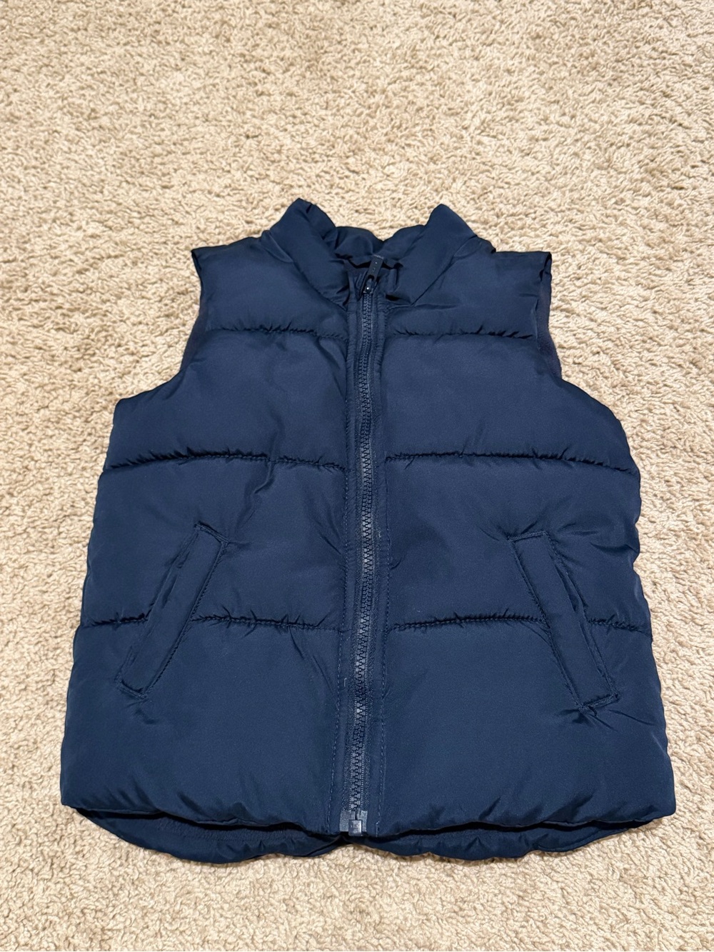 Old Navy Blue Puffer Vest Size 5T Full Zip Pockets Sleeveless Quilted